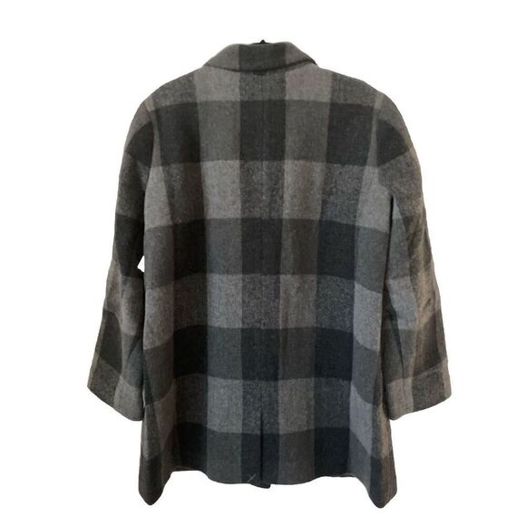 New $598 Eileen Fisher Plaid Notch Collar Coat Size Large - Picture 5 of 5